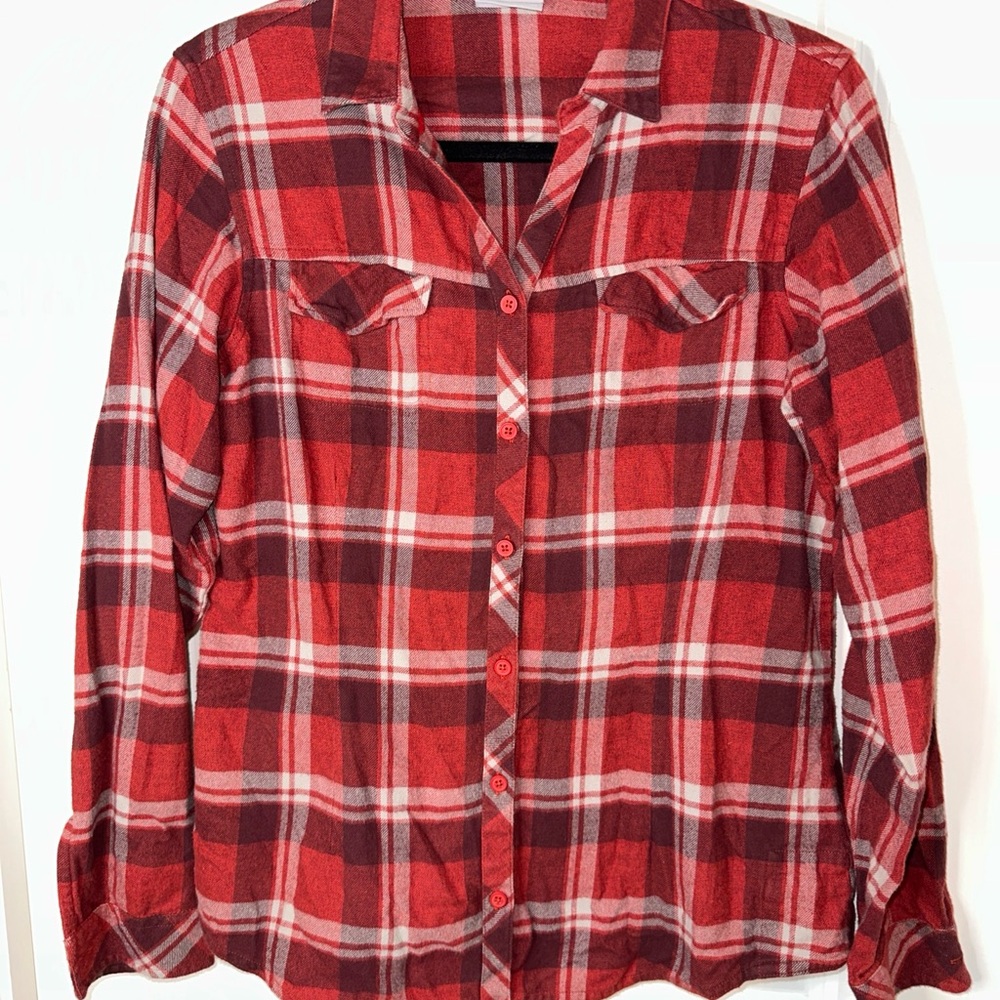 Columbia Red and White Plaid Shirt